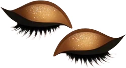 Eyeliner Sticker, Eyeliner Sticker with Eyelashes 4 Pair Eyelash Sticker Reusable Eyelid and Eyelash Sticker Makeup (Gold) von xiao