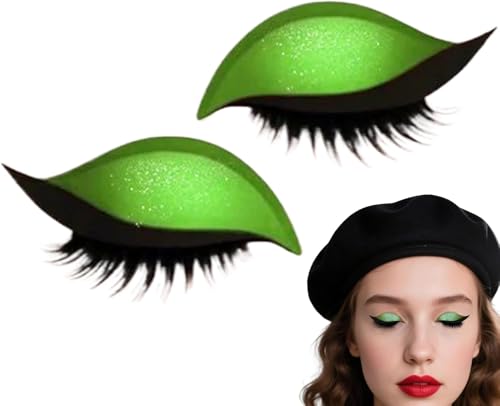 Eyeliner Sticker, Eyeliner Sticker with Eyelashes 4 Pair Eyelash Sticker Reusable Eyelid and Eyelash Sticker Makeup (Grün) von xiao