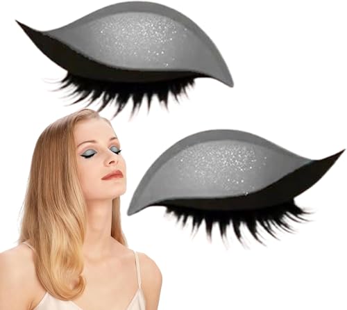 Eyeliner Sticker, Eyeliner Sticker with Eyelashes 4 Pair Eyelash Sticker Reusable Eyelid and Eyelash Sticker Makeup (Silber) von xiao