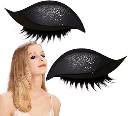 Eyeliner Sticker, Eyeliner Sticker with Eyelashes 4 Pair Eyelash Sticker Reusable Eyelid and Eyelash Sticker Makeup (schwarz) von xiao