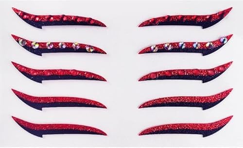 Glitter Eyeliner Aufkleber mit Strass Kleber Eye Line Strip wiederverwendbare Eyeshadow Aufkleber, Eyeliner Aufkleber (Blau, 10 Paare) von Xiao