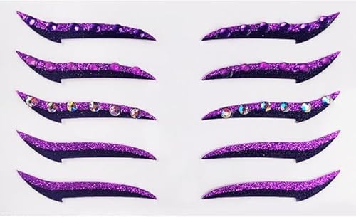 Glitter Eyeliner Aufkleber mit Strass Kleber Eye Line Strip wiederverwendbare Eyeshadow Aufkleber, Eyeliner Aufkleber (Blau, 15 Paare) von xiao