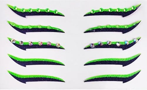 Glitter Eyeliner Aufkleber mit Strass Kleber Eye Line Strip wiederverwendbare Eyeshadow Aufkleber, Eyeliner Aufkleber (Grün2, 15 Paare) von xiao