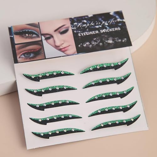Glitter Eyeliner Aufkleber mit Strass Kleber Eye Line Strip wiederverwendbare Eyeshadow Aufkleber, Eyeliner Aufkleber (Silber, 15 Paare) von xiao