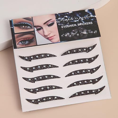 Glitter Eyeliner Aufkleber mit Strass Kleber Eye Line Strip wiederverwendbare Eyeshadow Aufkleber, Eyeliner Aufkleber (goldene, 15 Paare) von Xiao