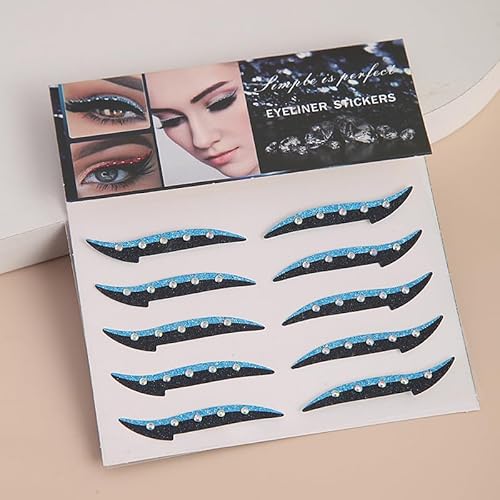 Glitter Eyeliner Aufkleber mit Strass Kleber Eye Line Strip wiederverwendbare Eyeshadow Aufkleber, Eyeliner Aufkleber (grün, 15 Paare) von Xiao