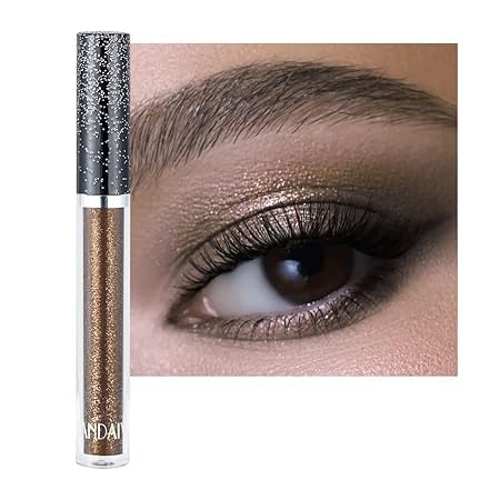 Glitter Eyeshadow, Liquid Glitter Eyeshadow Shining Eye Shadow Make-up Schimmer Lange Dauer Schnelltrocknen (Dunkelbraun) von Xiao