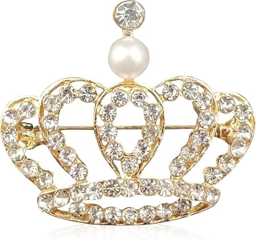 Kronenbrosche, Königin Königliche Kronenbrosche für Frauen Männer Mode Gold Silber Strass Kristall Broschen Pin Hochzeitsfeier Bankett Geburtstag (E) von xiao