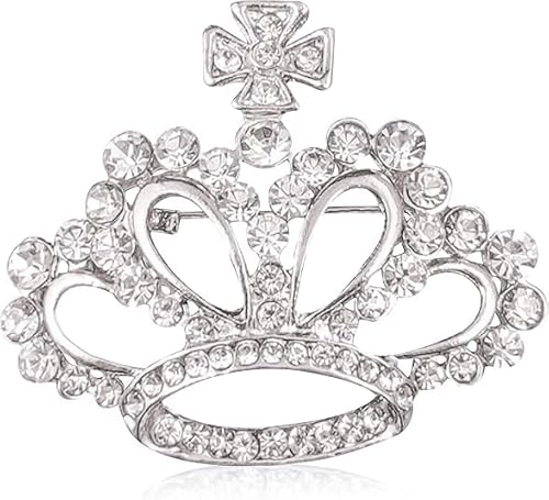 Kronenbrosche, Königin Königliche Kronenbrosche für Frauen Männer Mode Gold Silber Strass Kristall Broschen Pin Hochzeitsfeier Bankett Geburtstag (O) von xiao