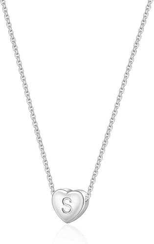 Sterling Silber Herz Halsketten für Frauen Herz Anhänger Halskette, zarte Buchstabe Halskette personalisierte winzige erste Anhänger Halskette Monogramm niedliche Buchstabe Name Choker Halskette (D) von xiao