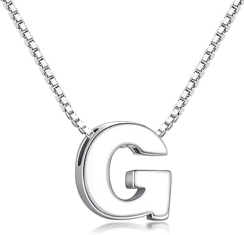 xiao Anfangsketten für Frauen, Anfangskette 925 Sterling Silber Buchstaben Anhänger personalisierte 26 Alphabet Halskette für Frauen Männer A-Z (G) von xiao