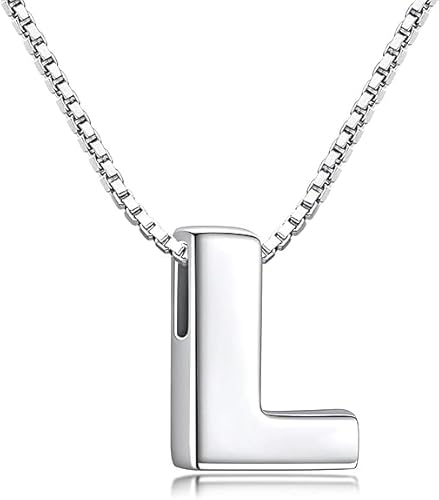 xiao Anfangsketten für Frauen, Anfangskette 925 Sterling Silber Buchstaben Anhänger personalisierte 26 Alphabet Halskette für Frauen Männer A-Z (L) von xiao