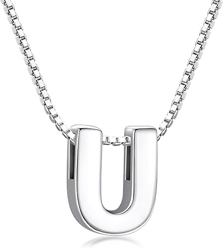 xiao Anfangsketten für Frauen, Anfangskette 925 Sterling Silber Buchstaben Anhänger personalisierte 26 Alphabet Halskette für Frauen Männer A-Z (M) von xiao