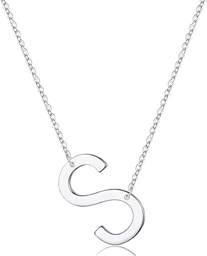 xiao Sterling Silber Seitenseiten anfängliche Halsketten für Frauen, zarte Buchstabe Halskette personalisierte winzige anfängliche Anhänger (A) von xiao