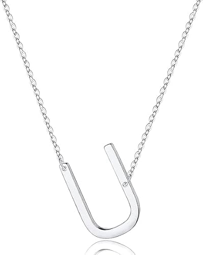 xiao Sterling Silber Seitenseiten anfängliche Halsketten für Frauen, zarte Buchstabe Halskette personalisierte winzige anfängliche Anhänger (E) von xiao