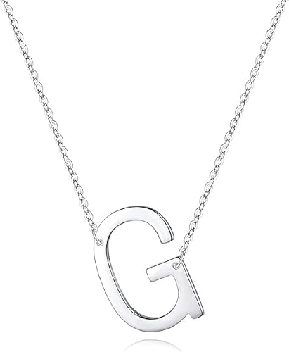 xiao Sterling Silber Seitenseiten anfängliche Halsketten für Frauen, zarte Buchstabe Halskette personalisierte winzige anfängliche Anhänger (F) von xiao