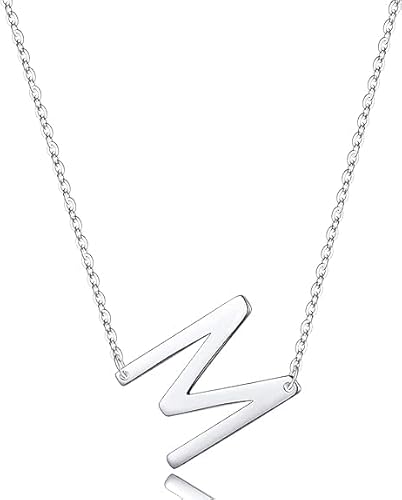 xiao Sterling Silber Seitenseiten anfängliche Halsketten für Frauen, zarte Buchstabe Halskette personalisierte winzige anfängliche Anhänger (K) von xiao