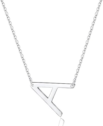 xiao Sterling Silber Seitenseiten anfängliche Halsketten für Frauen, zarte Buchstabe Halskette personalisierte winzige anfängliche Anhänger (L) von xiao