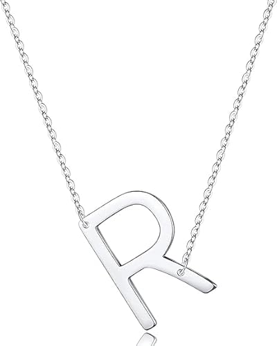 xiao Sterling Silber Seitenseiten anfängliche Halsketten für Frauen, zarte Buchstabe Halskette personalisierte winzige anfängliche Anhänger (M) von xiao