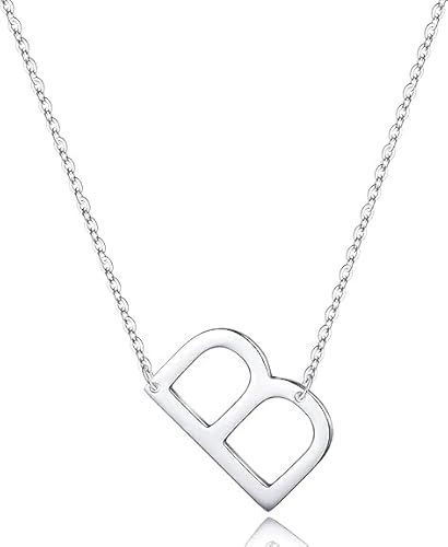 xiao Sterling Silber Seitenseiten anfängliche Halsketten für Frauen, zarte Buchstabe Halskette personalisierte winzige anfängliche Anhänger (S) von xiao