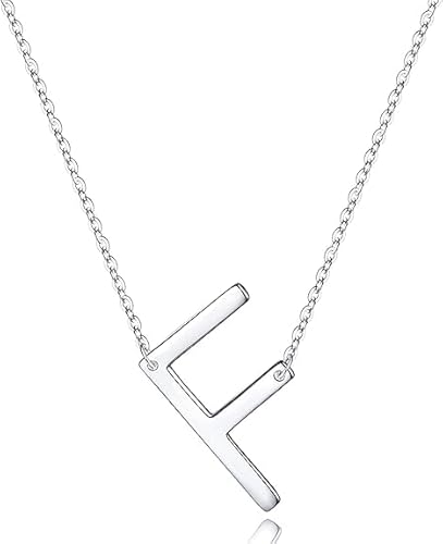 xiao Sterling Silber Seitenseiten anfängliche Halsketten für Frauen, zarte Buchstabe Halskette personalisierte winzige anfängliche Anhänger (T) von xiao