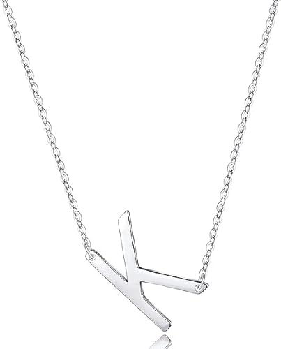 xiao Sterling Silber Seitenseiten anfängliche Halsketten für Frauen, zarte Buchstabe Halskette personalisierte winzige anfängliche Anhänger (U) von xiao