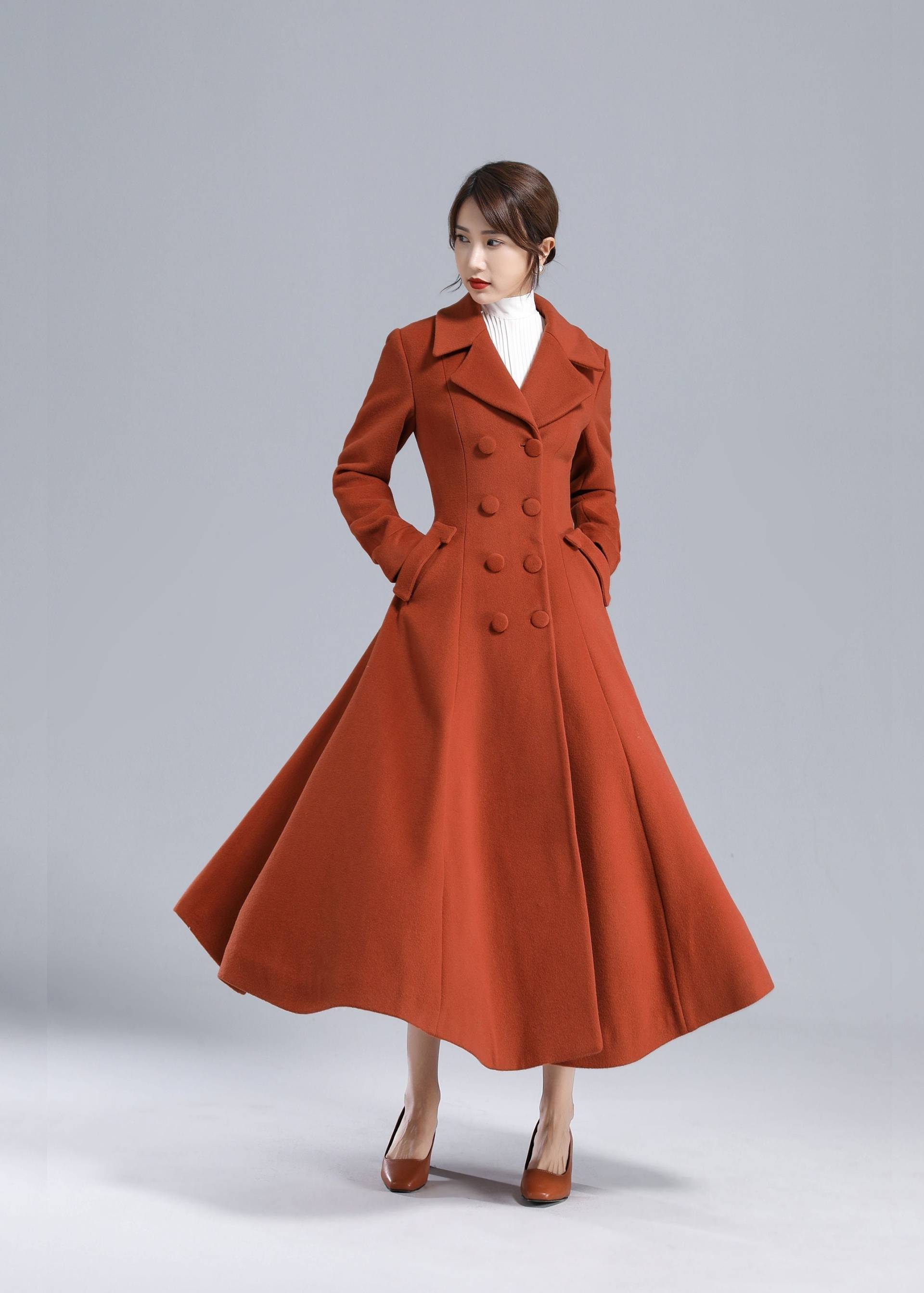 1950Er Jahre Inspiriert Langer Wollmantel Frauen, Fit & Flare Mantel, Warme Winter Outwear, Swing Elegante Damen Prinzessin Xiaolizi 3233 von xiaolizi