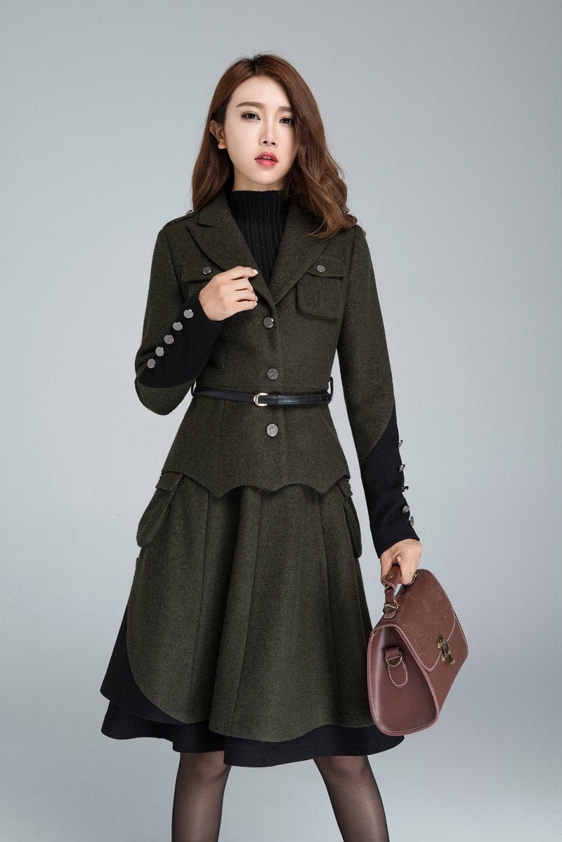 Militär Mantel, Damen Blazer, Wolljacke, Armee Grüne Jacke, Wintermantel Frauen, Wollkleidung, Kurze Wolle Peacoat, Outwear 1628 # von xiaolizi