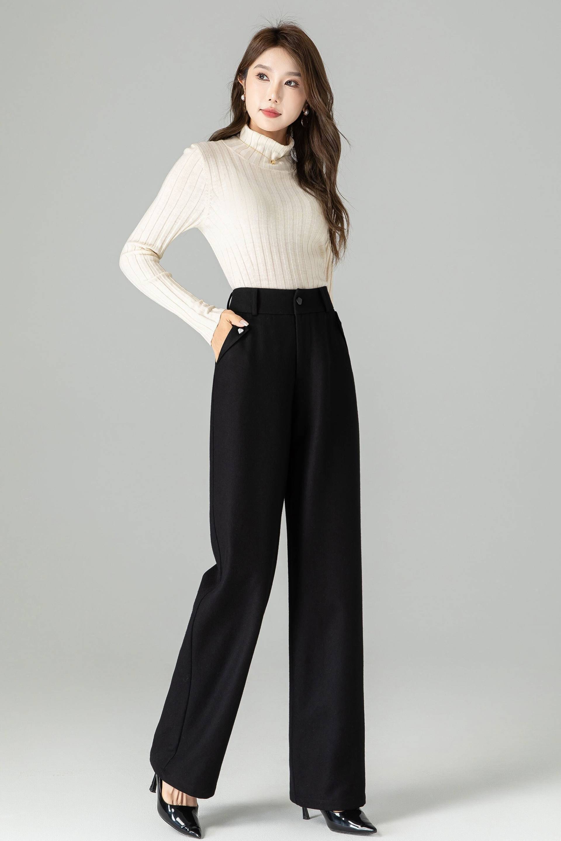 Schwarze Wollhose, Lange Hose Mit Weitem Bein, Damenhose, Maxi Gerades Bein Hose, Herbst Winter Benutzerdefinierte Xiaolizi 4501 Schwarze Wollhose, Lange Hose Mit Weitem Bein, Damenhose, Maxi Gerades Bein Hose, Herbst Winter Benutzerdefinierte Xiaolizi 4501 von xiaolizi