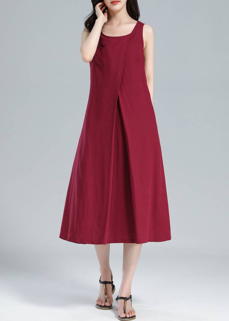 Umstandskleider, Ärmelloses Leinen Midikleid, Damen Sommer Plus Größe Leinenkleid, A-Linie Kleid Mit Taschen, Gürtelkleid, Xiaolizi 3616 von xiaolizi
