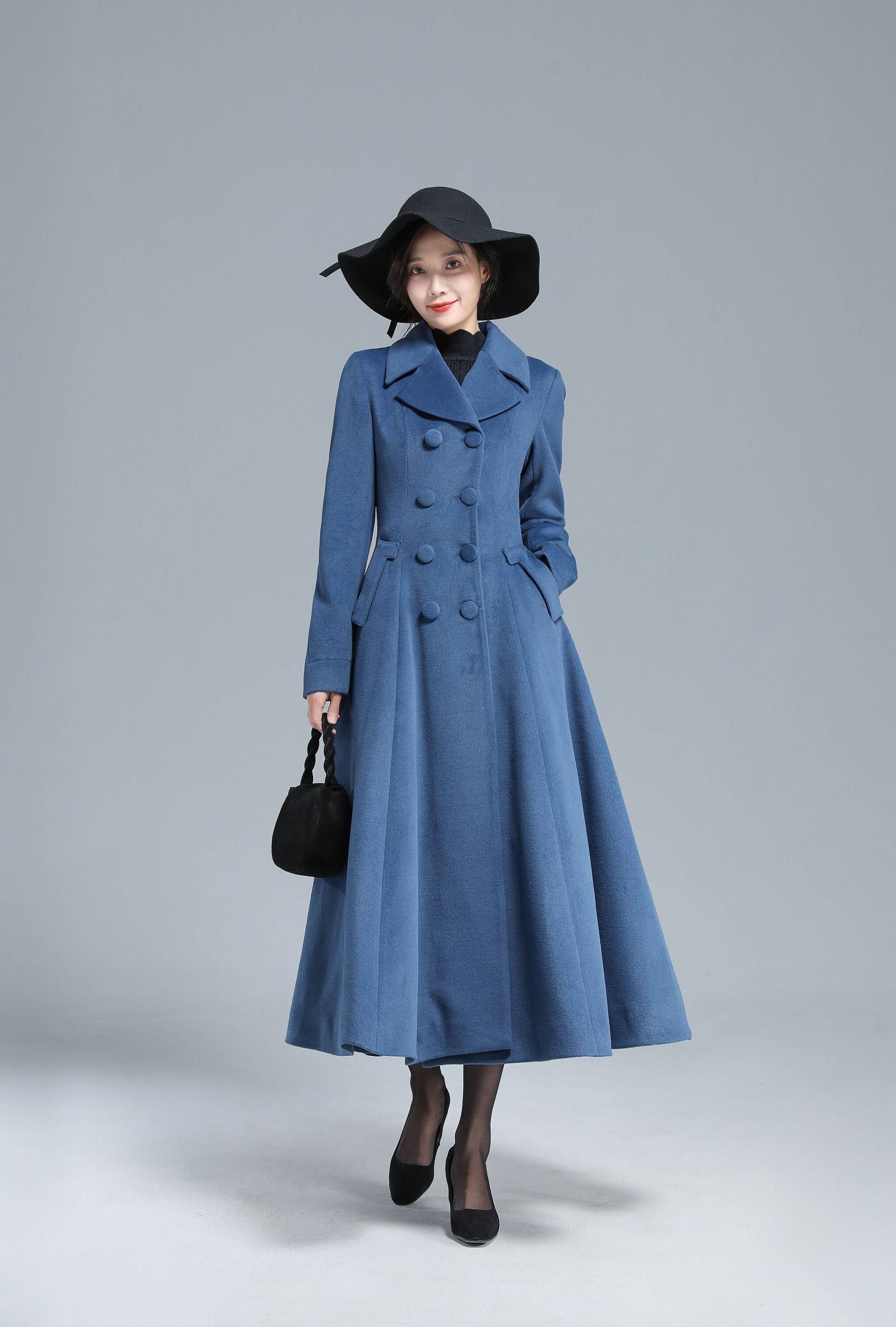 Vintage Inspirierte Lange Wolle Prinzessin Mantel Frauen, Fit Und Flare Mantel, Herbst Winter Outwear, Trenchcoat, Zweireihiger Xiaolizi 3127 von xiaolizi