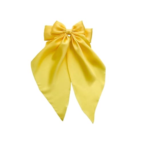 1 Stück Damen Satin Große Weiß Rosa Rot Blau Schwarz Schleife Übergroße Schleife Langer Schwanz Haarspange Federclip Pferdeschwanz Haar Accessorie(WHITE) von xiaopang