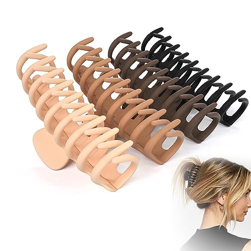 xiaowanwan 4 Stück Haarklammer Groß,11cm Damen Haarspangen Set,Matt Haarspange für Dickes Haar,Dünnes Haar,Haarschmuck kann als Geschenk Verwendet Werden (Set 5) von xiaowanwan