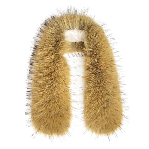 xiatty Kunstfellkragen Frauen Besatz für Kapuze Ersatz für Wintermantel Parka Jacken Unisex wie echtes Fell weich flauschig, Nature, 29.5"/75CM von xiatty