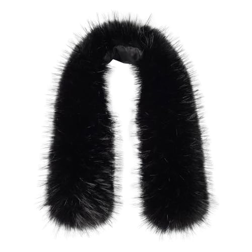 xiatty Kunstfellkragen Frauen Besatz für Kapuze Ersatz für Wintermantel Parka Jacken Unisex wie echtes Fell weich flauschig, Schwarz, 29.5"/75CM von xiatty