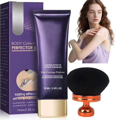 Body Coverage Perfector, Creme Body Perfector, All Over Teint Perfektionierer mit Extra großer Körper Make up Pinsel, Tattoo Abdeckung Wasserfest, Bein und Körper Narbe Abdeckung Make-up (A) von xinrongda