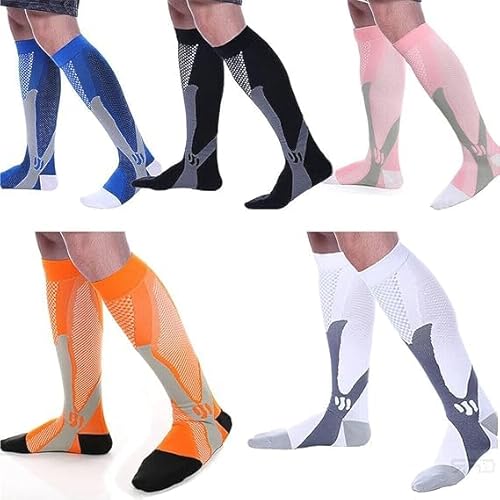 5 Paar Sport-Kompressionsstrümpfe Reisestrümpfe Stütz-Kniestrümpfe Stützstrumpf Kompressionsocken Stützstrümpfe Reisestrümpfe für Sport Joggen Flüge Reisen Radsport Reisen medi Laufen von xinshibao