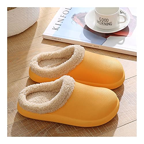 xinyuan Winter Hausschuhe Warme Frauen Schuhe wasserdichte Paare rutschfeste Plüsch Baumwolle Indoor Outdoor Cozy Männer Haus Slipper (Color : Yellow, Shoe Size : 44-45) von XinYuan