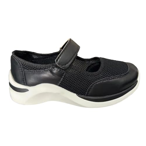 xiongwei Damen Outdoor Schuhe Damen-Frühling/Sommer-Einzelschuhe, dicke Sohle, atmungsaktiv, lässig, Mesh-Sandalen Schwarz Weiße Schuhe Damen Mit Absatz (Black, 37) von xiongwei