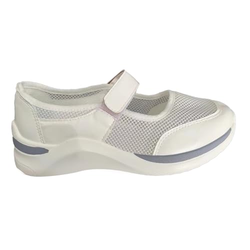 xiongwei Damen Outdoor Schuhe Damen-Frühling/Sommer-Einzelschuhe, dicke Sohle, atmungsaktiv, lässig, Mesh-Sandalen Schwarz Weiße Schuhe Damen Mit Absatz (White, 35) von xiongwei