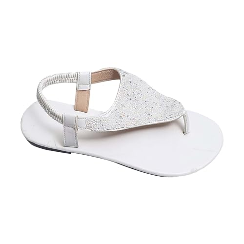 xiongwei Damen Schuhe 40 Flache Damensandalen, lässige Glitzer-Pailletten-Sandalen, Clip-Toe-Pailletten-Sandalen Schuhe Damen Sneaker Hoch Schwarz (White, 39) von xiongwei