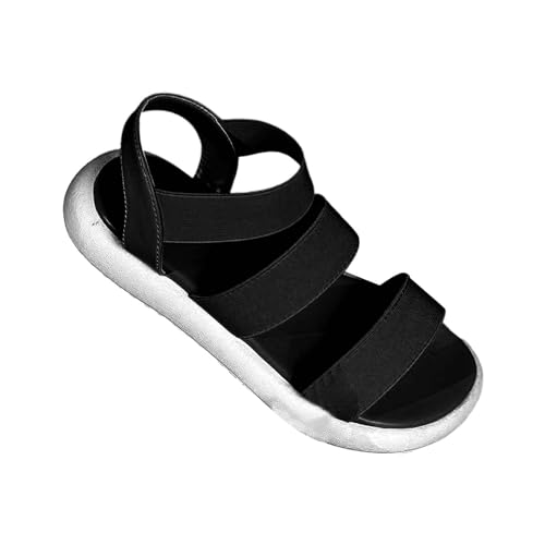 xiongwei Damenschuhe 42,5 Lässige Damen-Sandalen mit dickem Boden, römische Schuhe für Damen, Sommermode, Damen-Sandalen Weiße Schuhe Damen 38 (Black, 40) von xiongwei