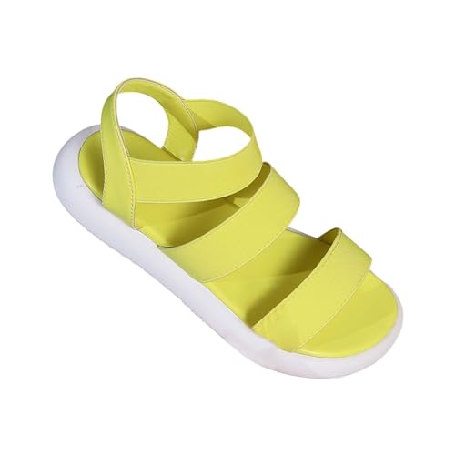xiongwei Damenschuhe 42,5 Lässige Damen-Sandalen mit dickem Boden, römische Schuhe für Damen, Sommermode, Damen-Sandalen Weiße Schuhe Damen 38 (Yellow, 41) von xiongwei