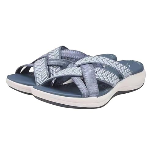 xiongwei Damenschuhe Schuhe Damen-Hausschuhe für Frühjahr/Sommer, große Größe, Dicke Sohle, Flacher Boden, farbige Riemen, Hausschuhe S Schuhe Damen Sneaker (Blue, 42) von xiongwei