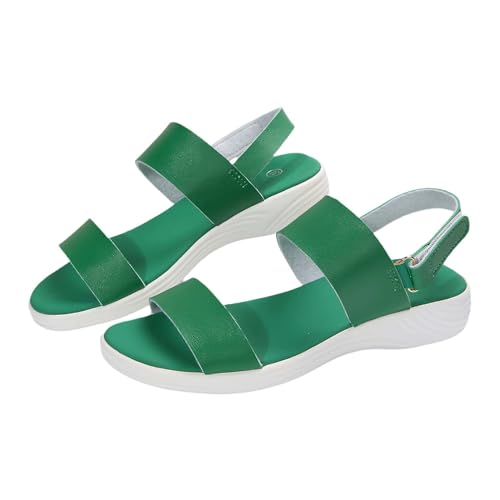 xiongwei Damenschuhe Sneaker Schwarz Casual Einfarbig Runde Kuchen Dicken Boden Weibliche Sandalen Schnalle Mund Weibliche Sandalen Römische Schuhe Sommer sandalen Extra Weite Schuhe Damen (Green, 39) von xiongwei