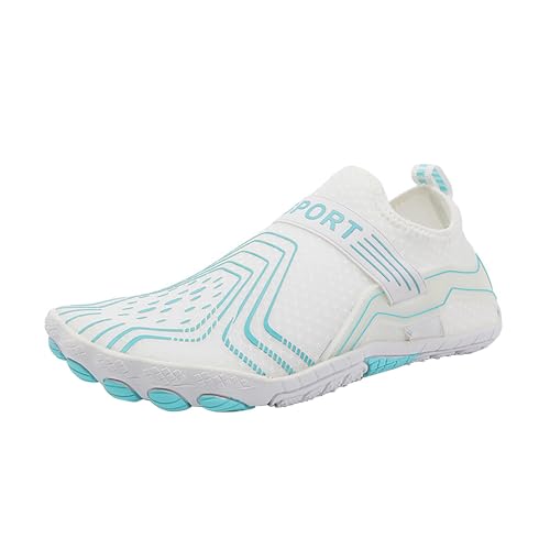 xiongwei La Trainer Damenschuhe Leichte Badeschuhe für Damen und Herren, Tauch- und Strandschuhe, Outdoor-Barfuß-Tauchschuhe, Schwimmen, Waten, Strandschuhe, Regenstiefel Maus Damen Schuhe (White, 46) von xiongwei