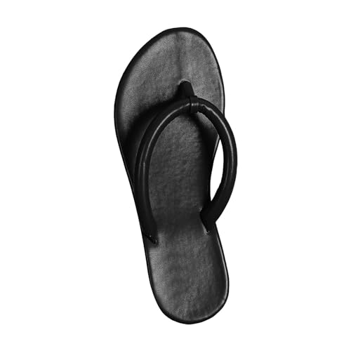 xiongwei Schuhe Sommer Damen Flach Damen Strand-Tanga-Hausschuhe, hohl, lässig, Clip-Toe-Hausschuhe, flache Schuhe, Vintage-Sandalen Extra Breite Schuhe Damen Weite H (Black, 37) von xiongwei