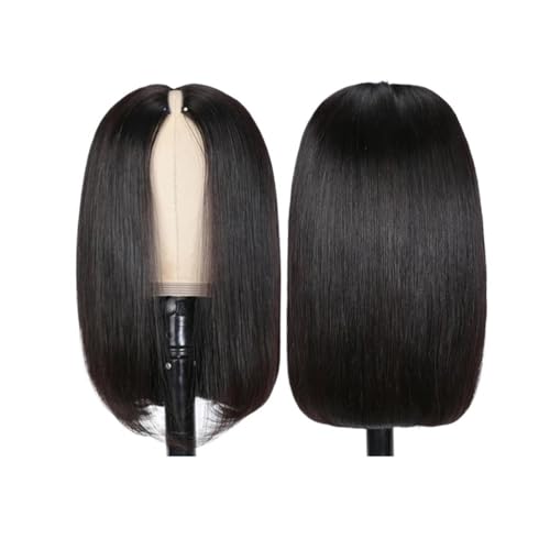 Körperpflege V-Teil Perücke Echthaar Glatte Bob Perücken for Schwarze Frauen Remy Haar Perücken Natürliche Schwarze Extensions Haarverlängerungen(12inch) von xiuling4568