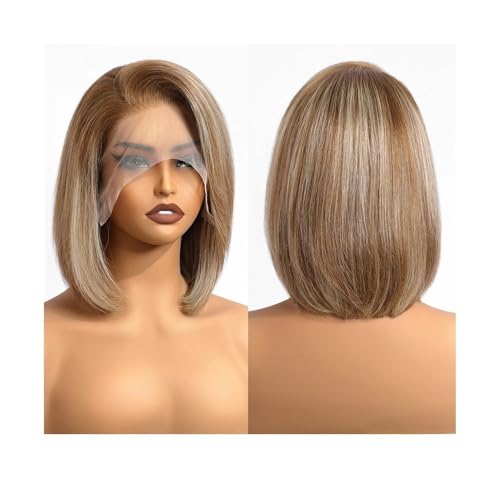 Peloes de Mujer 13x4 Lace Front Echthaarperücken Ombre Hellblond Kurz Glatt Bob Lace Frontalperücken for Frauen Täglicher Gebrauch Remy Echthaar Haarverlängerungen von xiuling4568