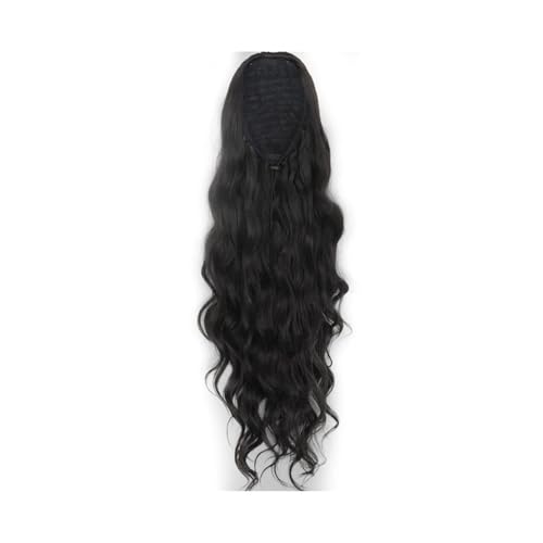 Peloes de Mujer 26" Synthetische Verlängerung for Frauen, lang, gewellt, Pferdeschwanz-Verlängerungen, Kordelzug, Pferdeschwanz for Anklipsen, Haarteil Haarverlängerungen(Jet Black) von xiuling4568